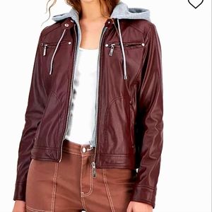 Jou Jou leather hoodie moto